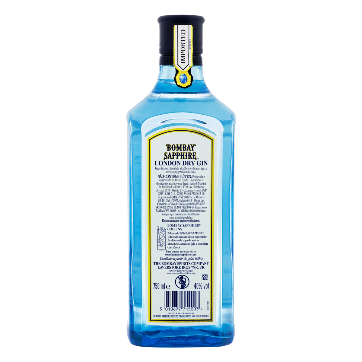 Gin London Dry Bombay Sapphire Garrafa 750ml